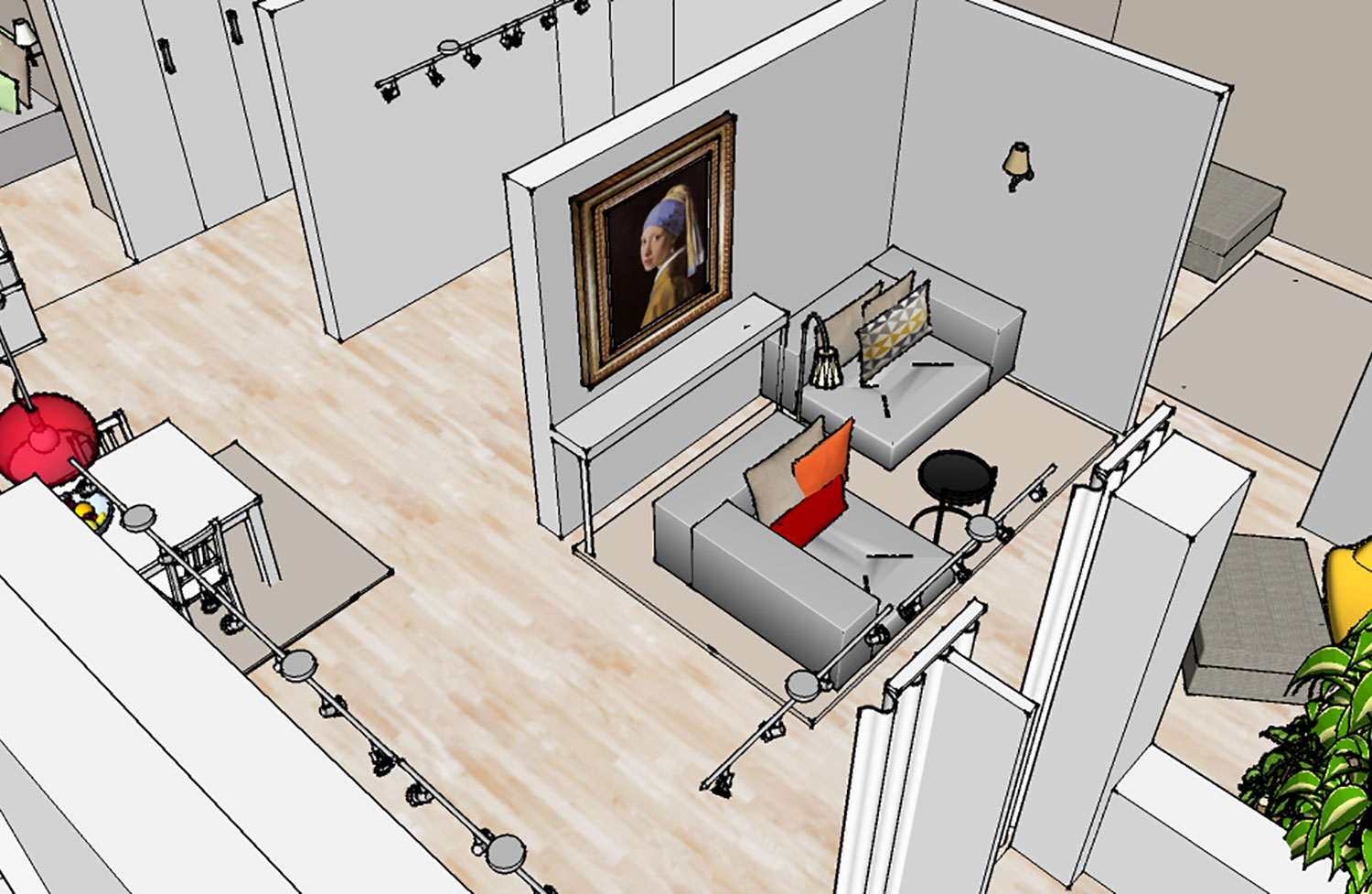 Förslag i 3D för vardagsrummet